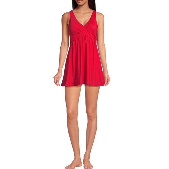 Lands' End Other - Red V-Neck Women's Swim Dress